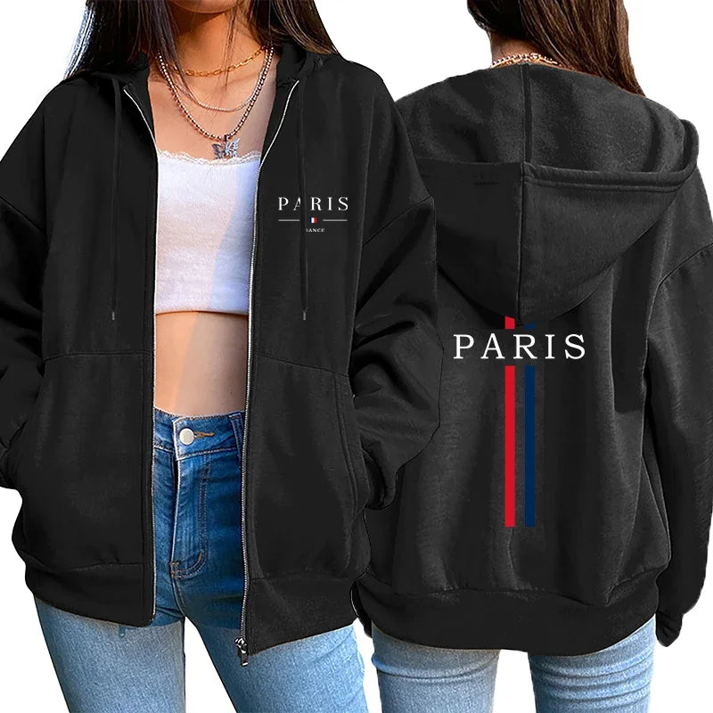 Paris Letter Printing Women's Jacket Coat