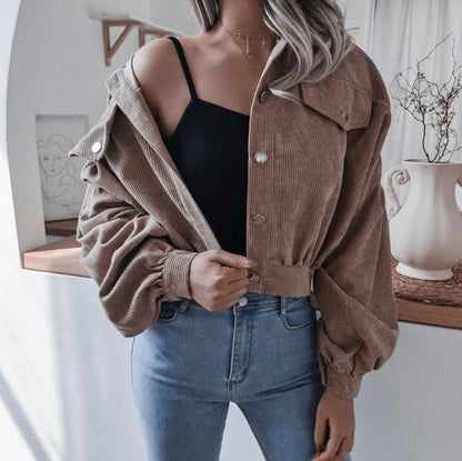 Lantern Long Sleeved Corduroy Short Jacket