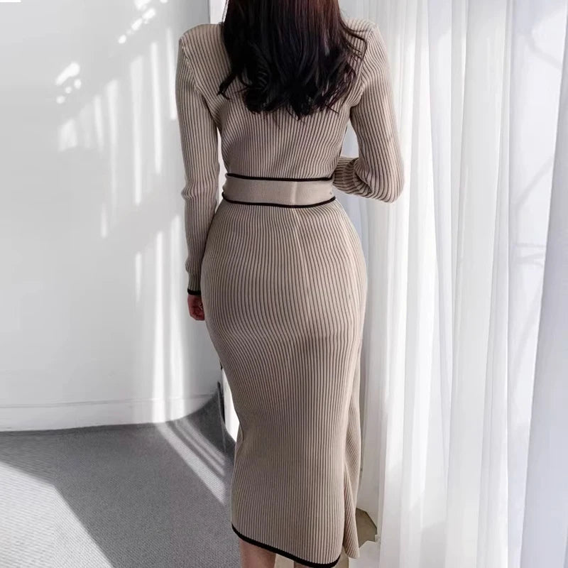 YuooMuoo Turtleneck Knitted Long Dress