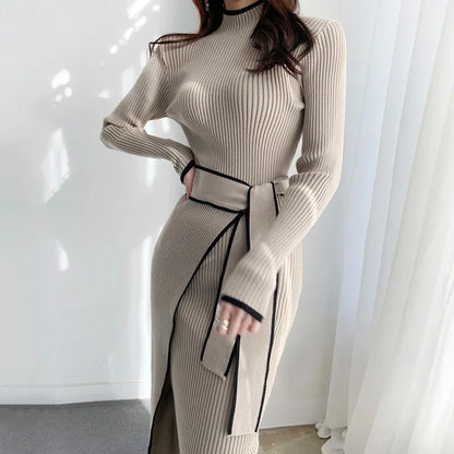YuooMuoo Turtleneck Knitted Long Dress
