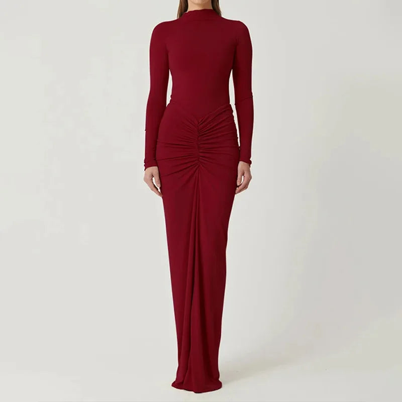Full Sleeve O-Neck Skinny Stretch Classic Hipster Dress