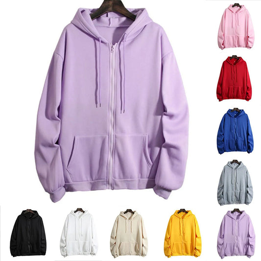 Hooded Drawstring Sweatshirt Coat