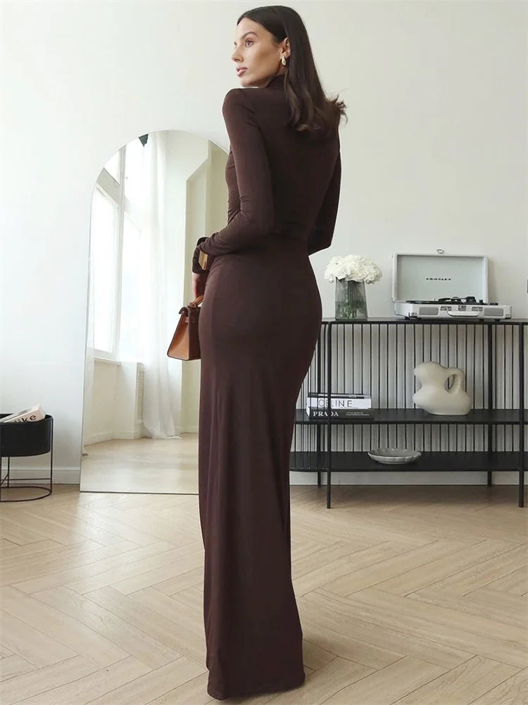 TOSSY Fashion Pleated Bandage Long Dress