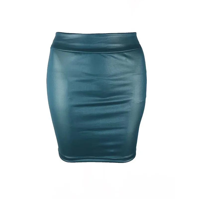 Slim Imitation Leather Pencil Mini Skirt