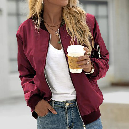 Solid Jackets Zipper Coat