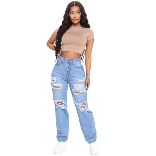 Sexy Hole Ripped Boyfriend Jeans