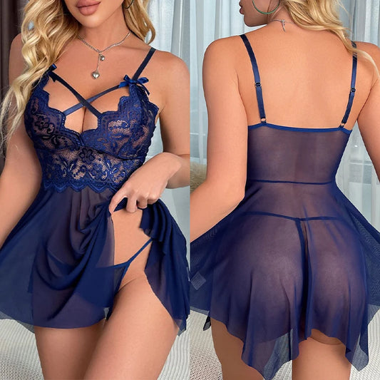 Sexy Crotchless Lace Night Dress