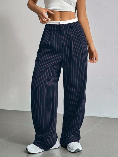 Women Stripes Printed Full Length Pants