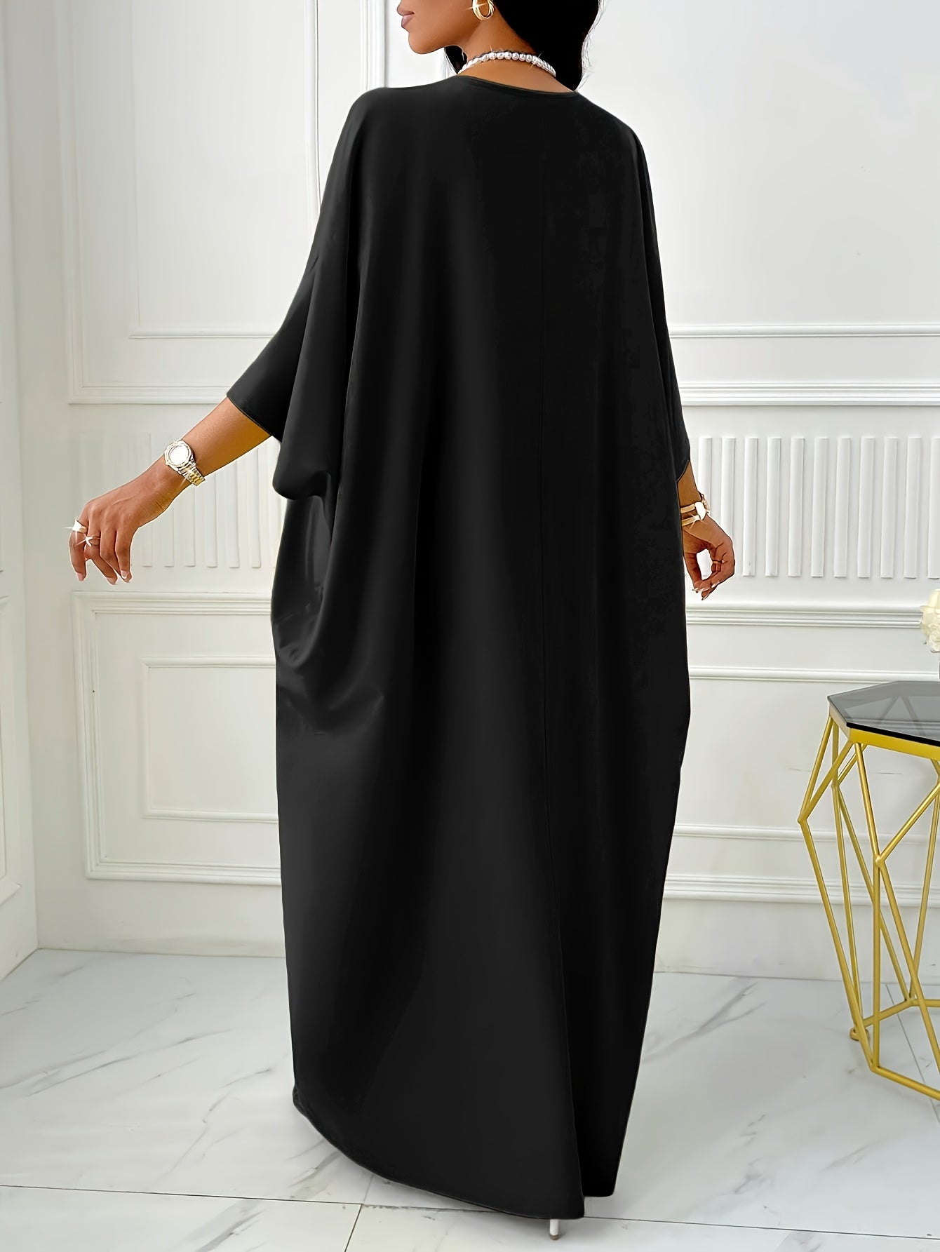 Elegant Solid Color V-Neck Cap Sleeve Side Slit Tunic Dress for Women