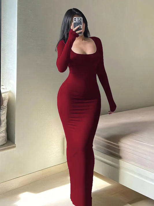 Form-Fitting, Ultra-Long Women's Autumn Dress