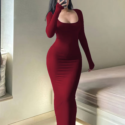 Form-Fitting, Ultra-Long Women's Autumn Dress