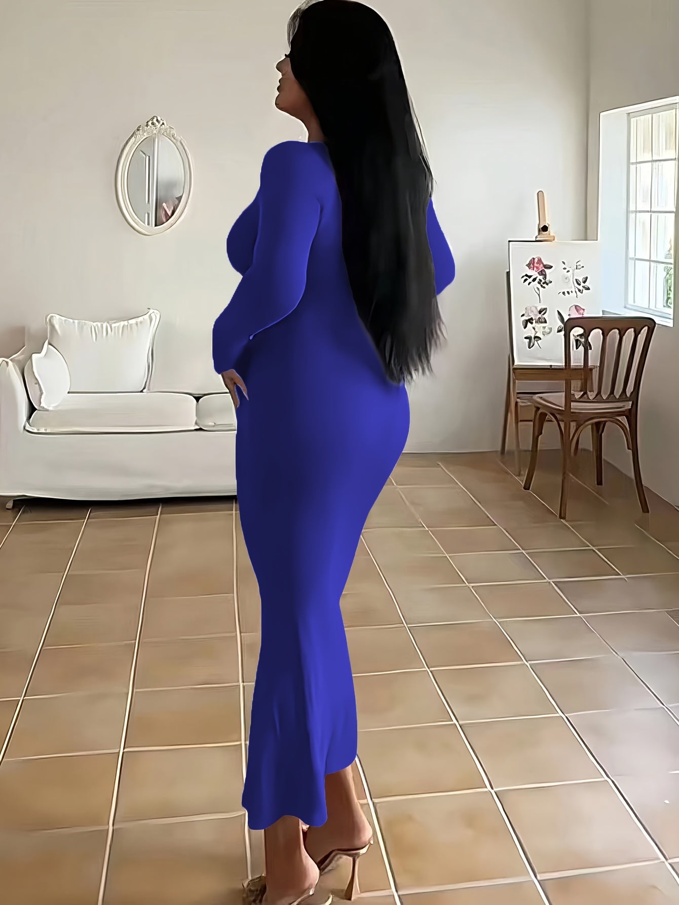 Form-Fitting, Ultra-Long Women's Autumn Dress