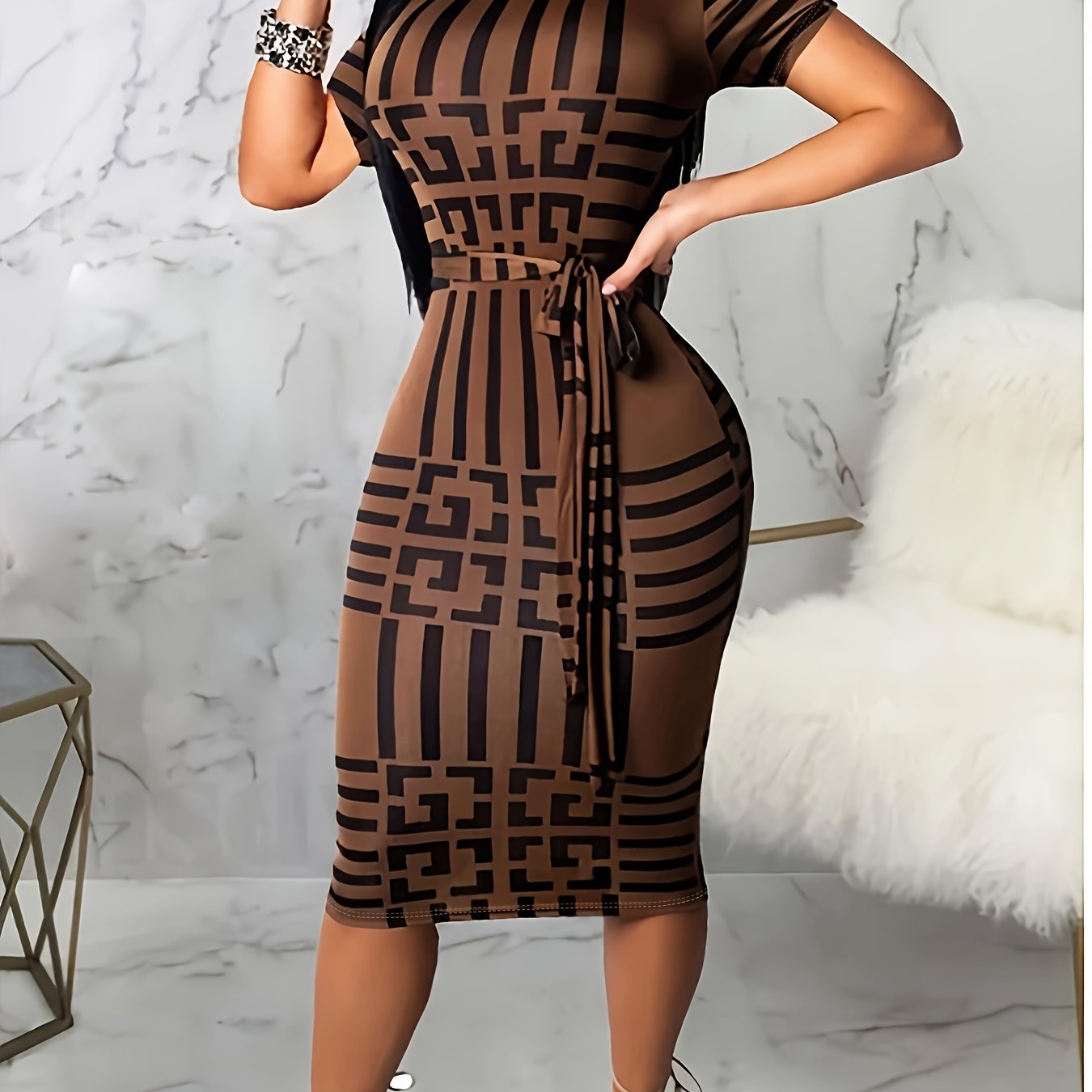 Geo Print Bodycon Dress