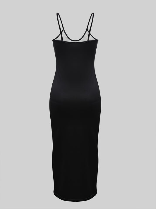 Women’s Elegant Sleeveless Maxi Dress with Digital Print Human Body Design