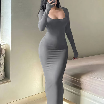 Form-Fitting, Ultra-Long Women's Autumn Dress