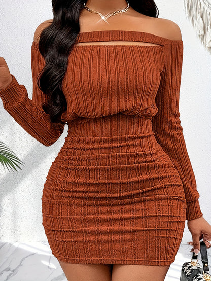 Off Shoulder Strapless Long Sleeve Bodycon Dress